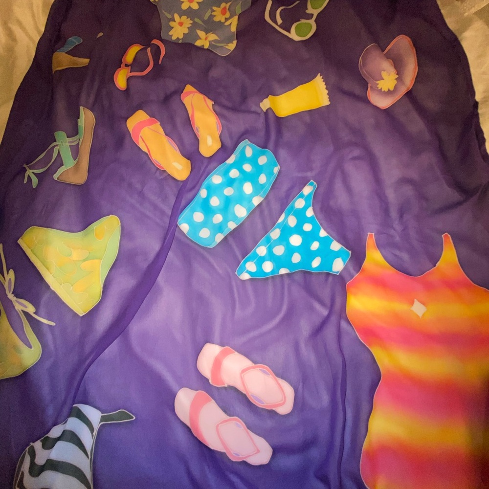 Fish Design Purple Scarf long